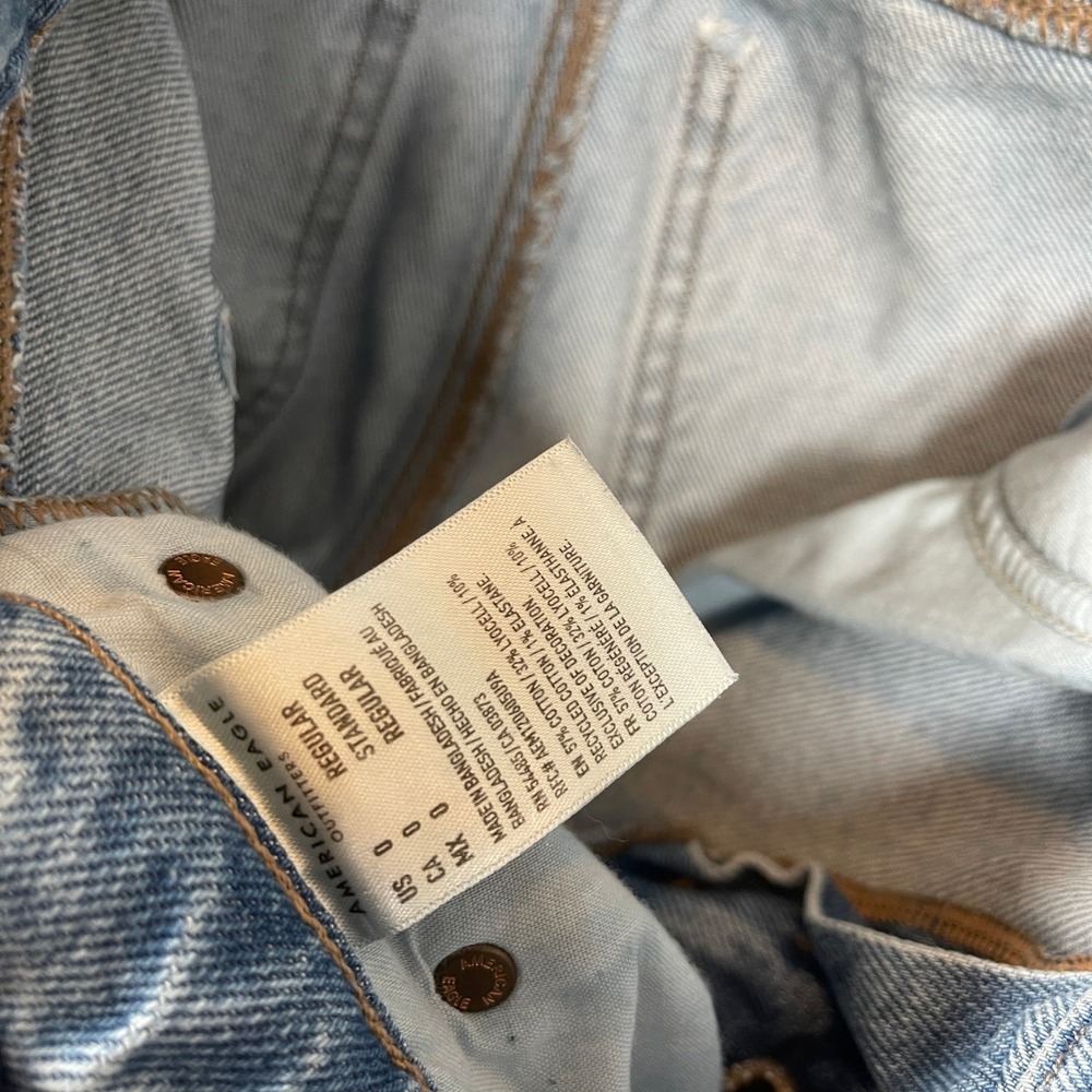 American Eagle Jeans 0R 90s Low Rise Skinny Kick Light Distressed Side Slit - Picture 4 of 7